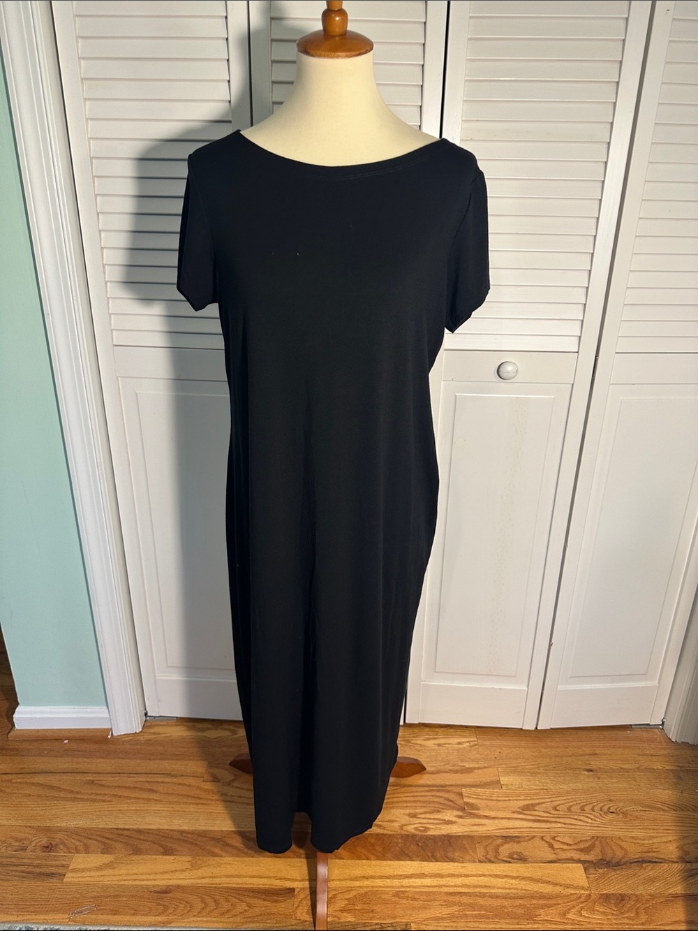 Eileen Fisher Black Short-Sleeve Maxi Dress
